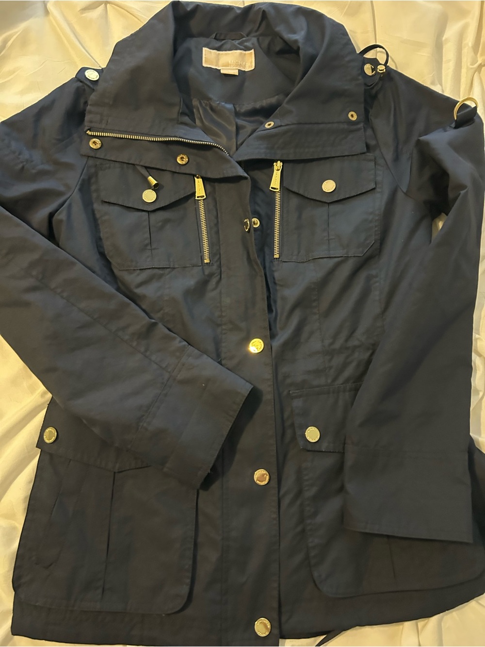 MICHAEL Michael Kors Navy Utility Jacket with Gold Hardware